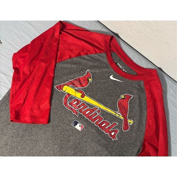 Nike St Louis Cardinals Shirt Adult Large Athletic Fit Gray 3/4 Sleeve Dri-Fit - Picture 1 of 7